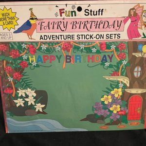 1995 Fun Stuff Fairy Birthday Adventure Stick-on Sets.  Vinyl Cling ons New